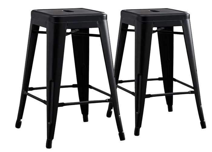 Metal stackable bar stools- 2 Pack - Black