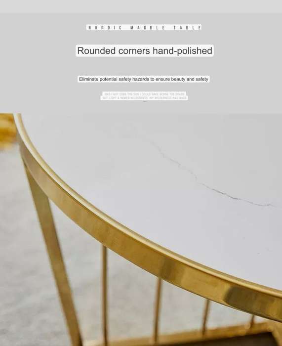 White, Gold Ceramic Round Coffee Table