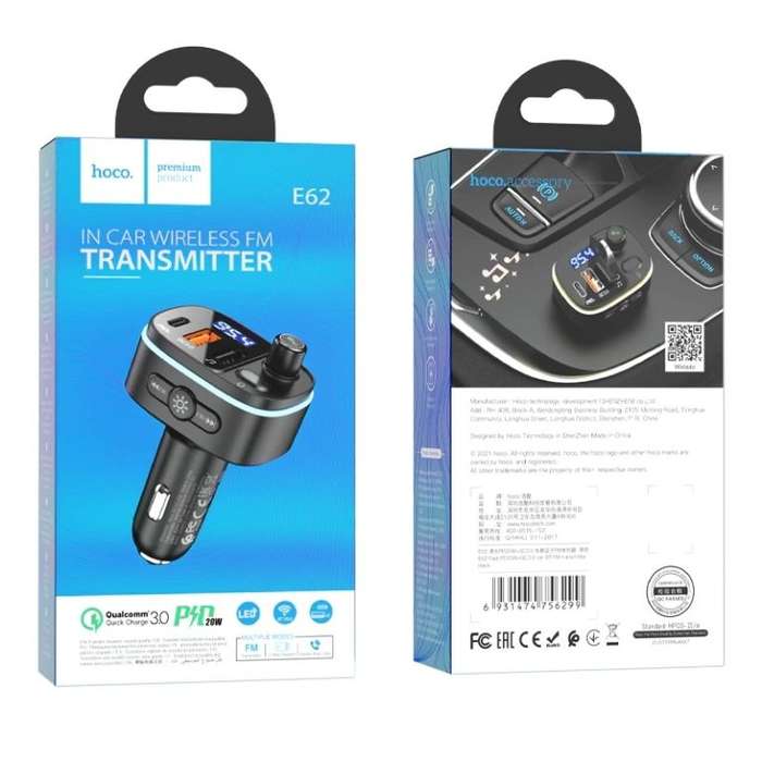 Hoco E62 Fast PD20W+QC3.0 car BT FM transmitter