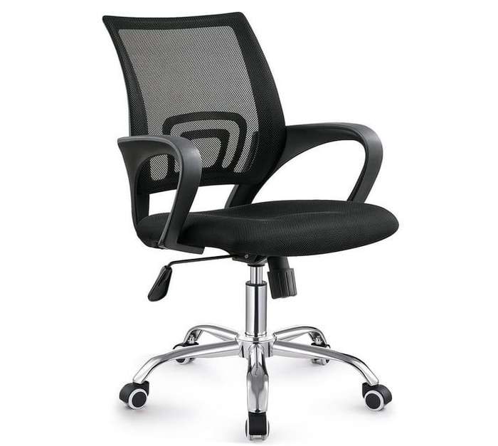 Office Chair with Chrome Base - Black Colour
