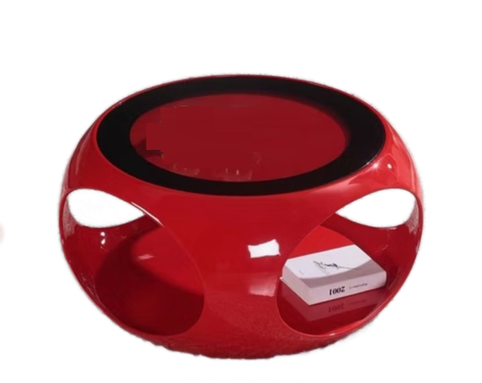 Glass Top Round Coffee Table-Black, white or red