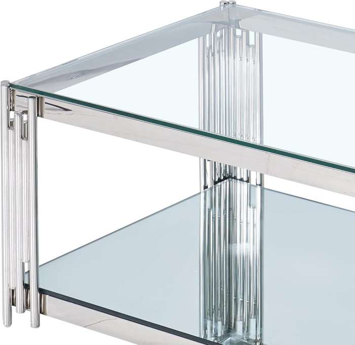 Coffee Tables -Rectangular Tempered Glass Top with Steel Frame-CS-12