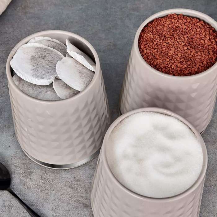 High Quality Bread Bin Canisters Kitchen Set With FREE Knife - Cream