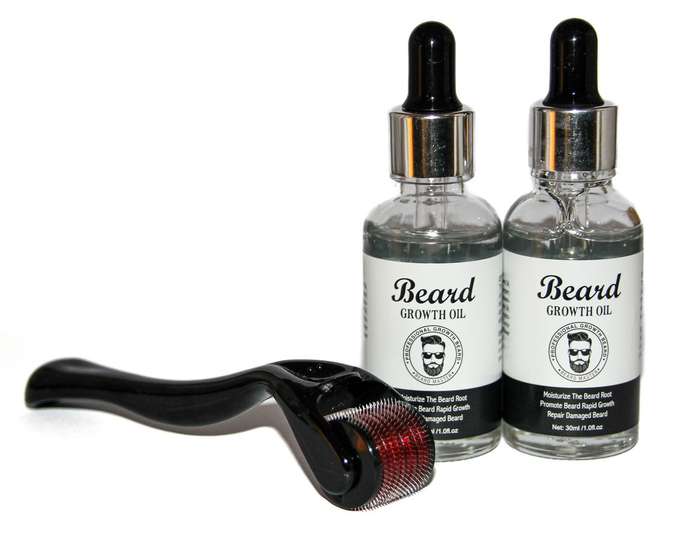 Beard Growth Oil 2 Pack + Derma Roller System Kit