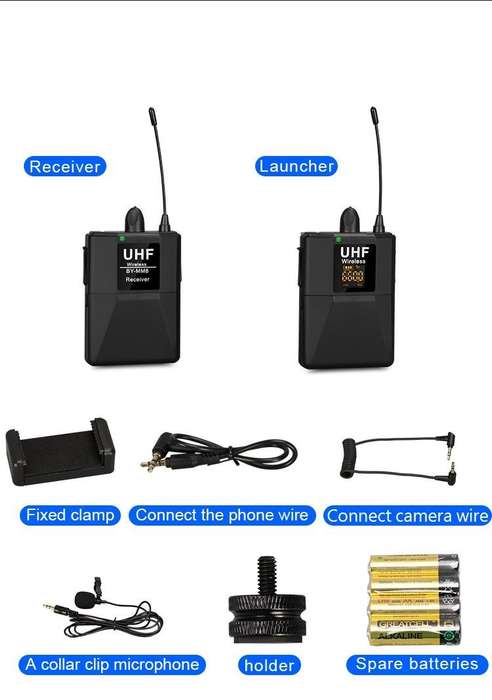 Lavalier Lapel Microphone System with Mini Lapel Mic Bodypack