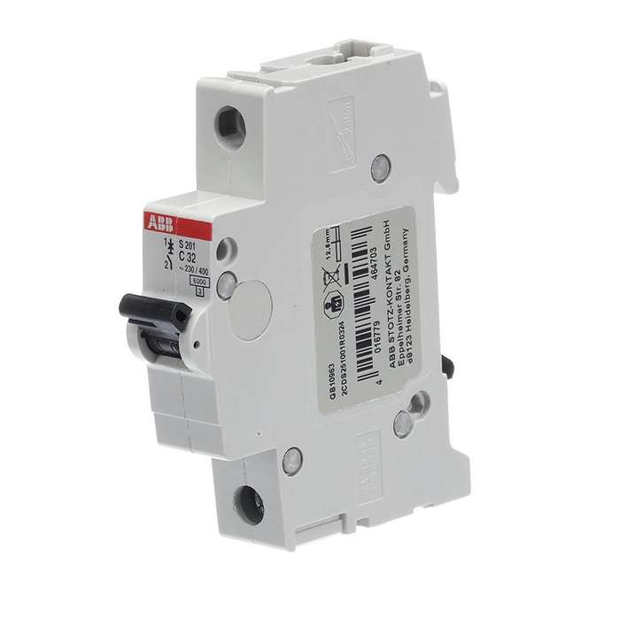 Abb (S201-C32) Thermal Magnetic Circuit Breaker, 32 A, 1 Pole