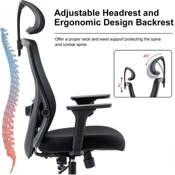 Office Chairs - Adjustable Ergonomic -Grey / White Colour