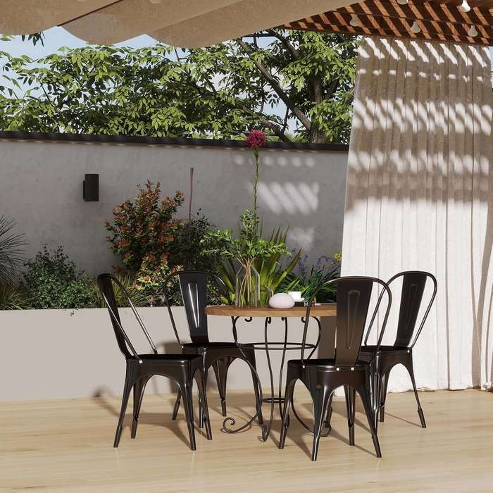 Metal stackable chair outdoor/indoor use-Black