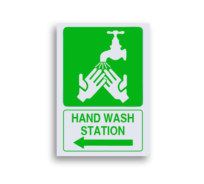 Hand Wash Station Directional Safety Sign - ABS Sign Board