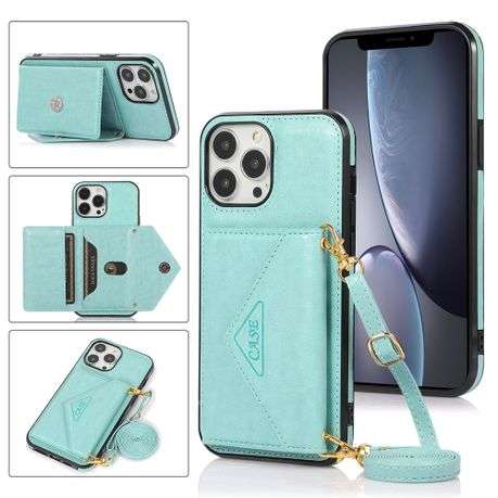 Leather wallet case with crossbody strap for iPhone 12 Pro Max