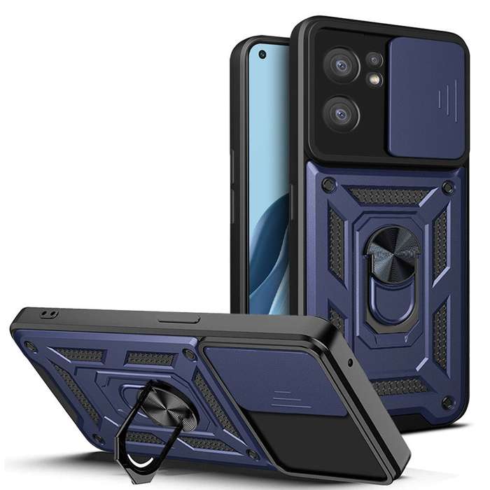 Shockproof Case with Sliding Camera Protection for Redmi 13c - Blue & Rose Gold