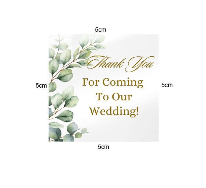 Wedding Thank You For Coming - Clear Vinyl Stickers - Pack of 100