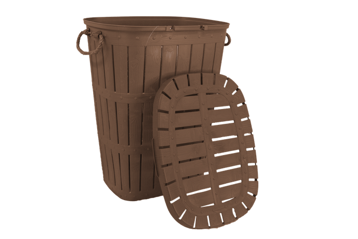 62L Brown Laundry Basket with Rope Handles and Hinged Lid (PLEASE READ DESCRIPTION)