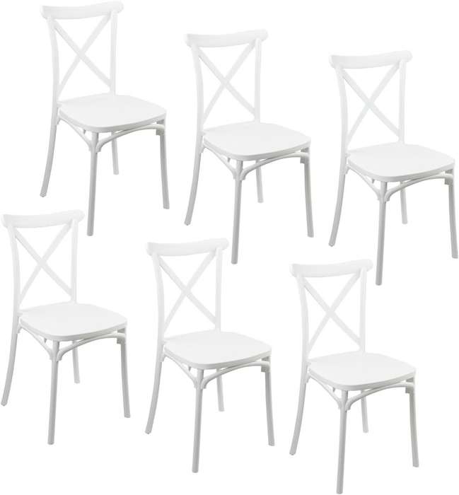 Classic Cross Back Dining Chair- 6 Pack - White