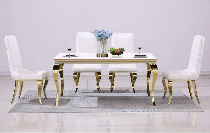 Marble Dining Table - Gold