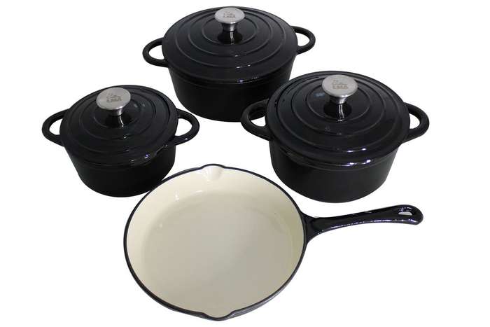 LMA 7 Piece Cast Iron Dutch Oven Cookware Set - Black (PLEASE READ DESCRIPTION)