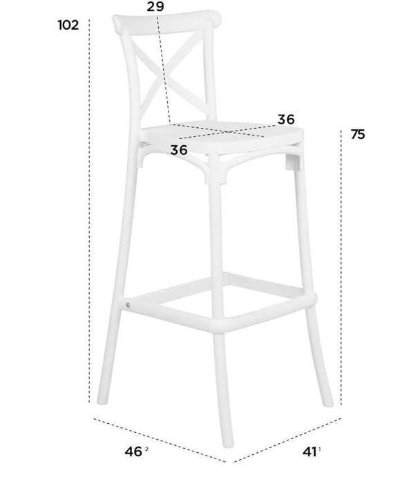 Classic Criss Cross Back Bar Stool-Black Or White-2 Pack