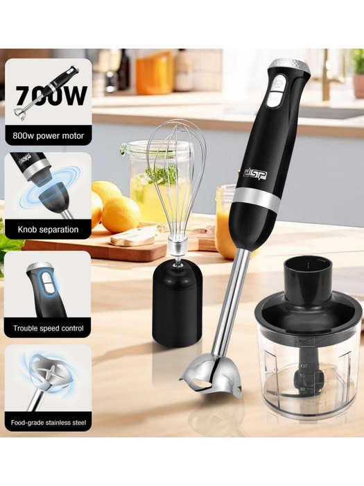 DSP 4-in-1 Multi-Use Hand Blender with Stainless Steel Blades-Bowl-Beaker