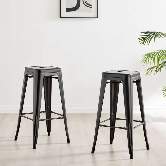 Metal stackable bar stools- 2 Pack - Black