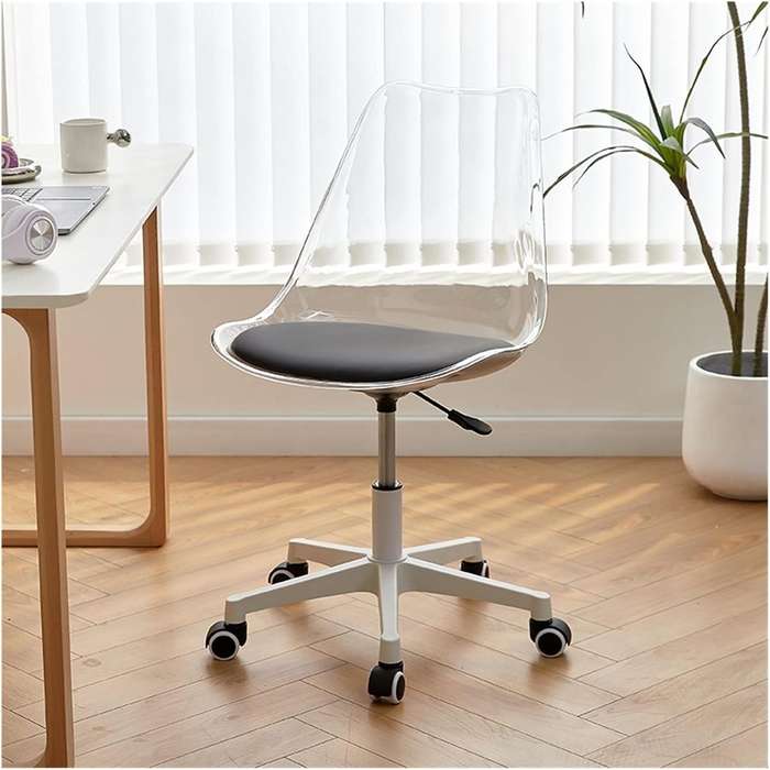 Transparent Office Chair with Colored Seat Pad  - Transparent, Black