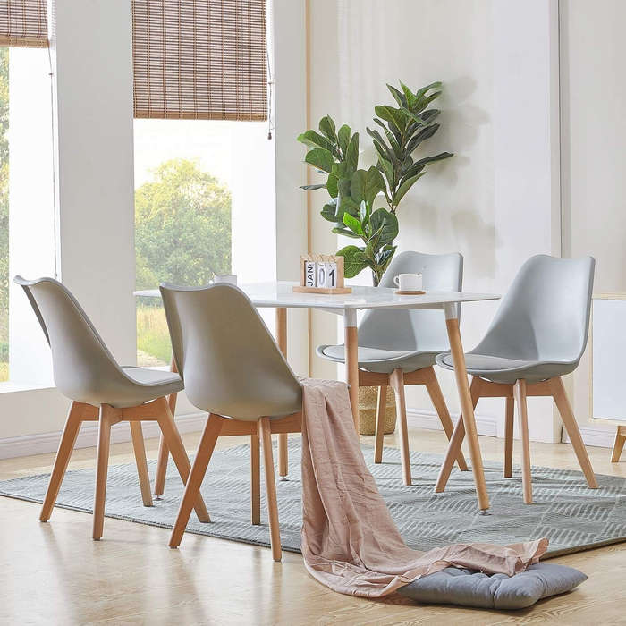 Dining Suite / Set - Dining Table with Four Padded Chairs - White Colour