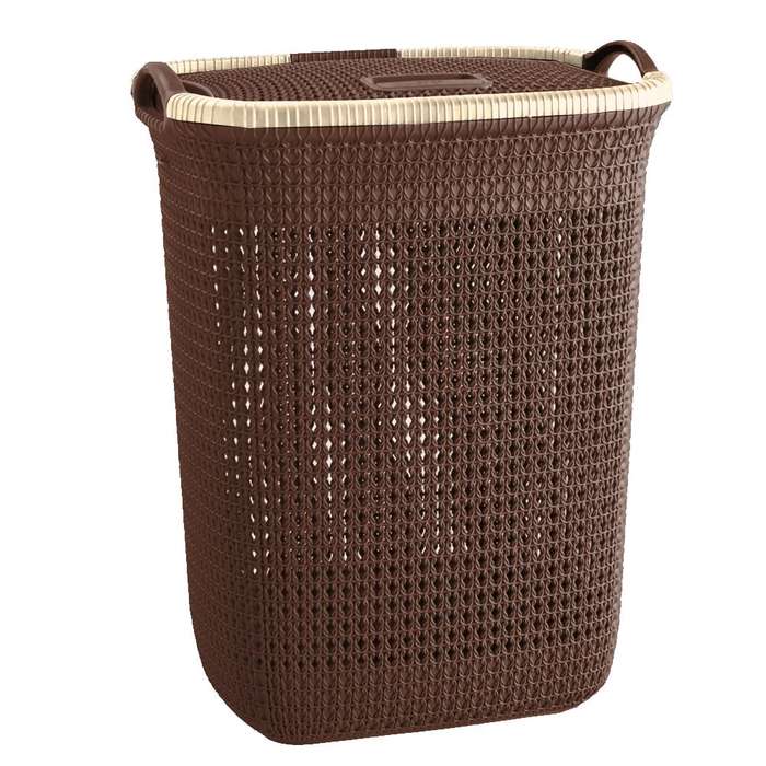 50L Large Laundry Basket with Lid - Chocolate Brown