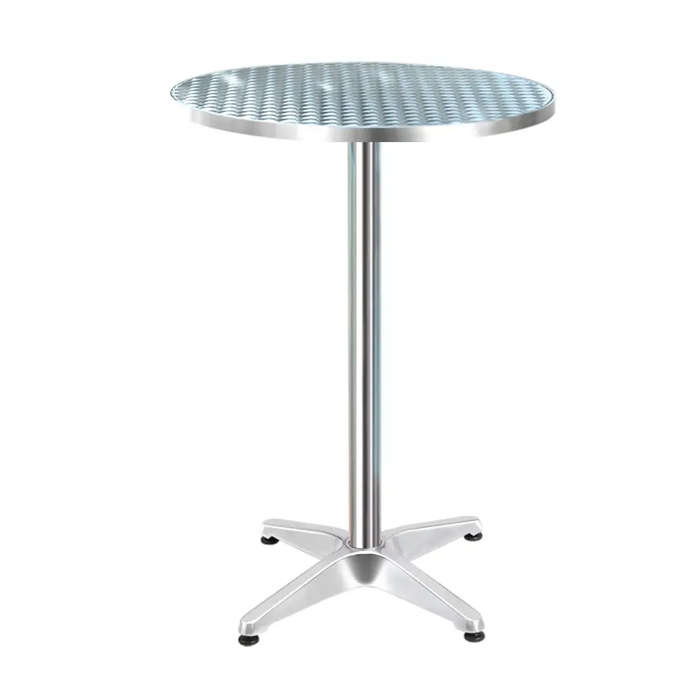 Round Cocktail Bar Table - 60cm Silver Top
