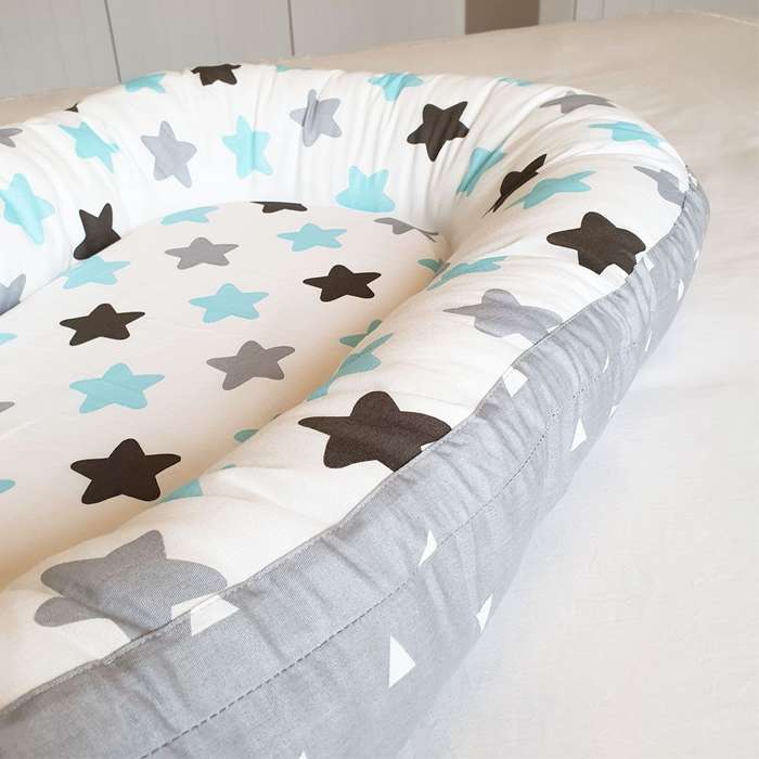 Portable Baby Nest and Co-Sleeper - Blue Stars
