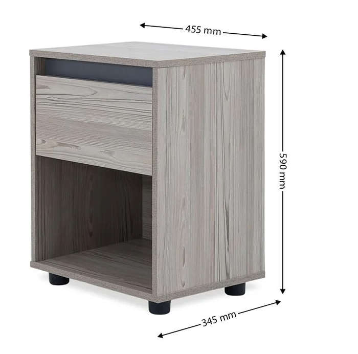 Nightstand End Table with Open Shelf - Brown, Grey