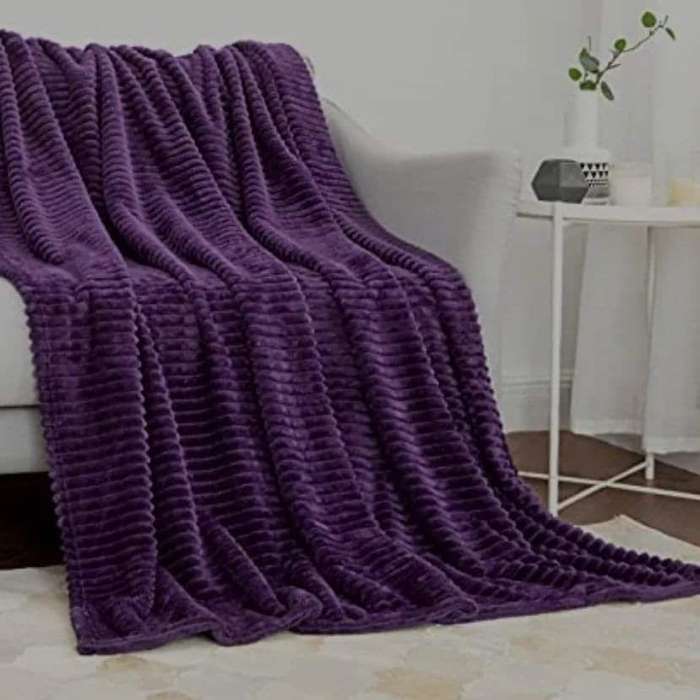 Fleece Throw Corduroy Flannel - Purple