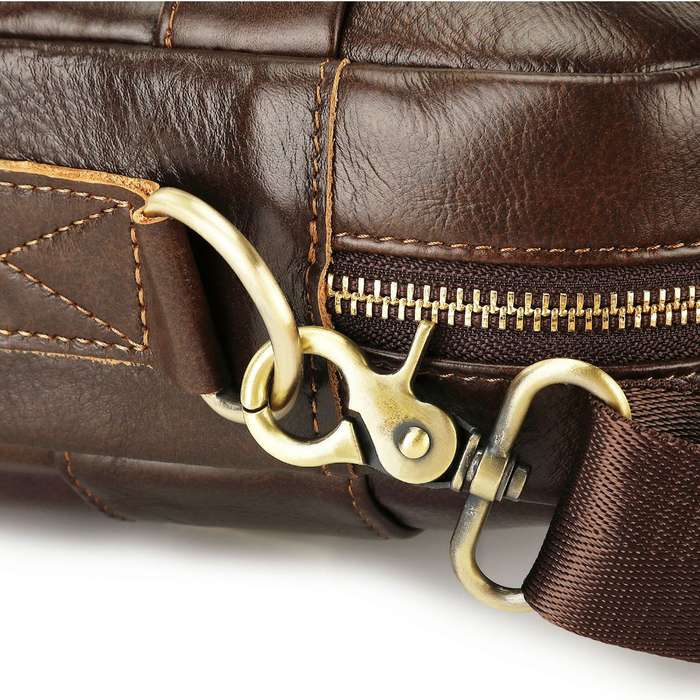 LuxeLeather Ambassador Laptop Bag - Coffee Brown