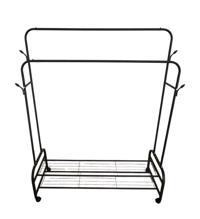 Wheeled Double Pole Clothes Drying & Shoe Rack