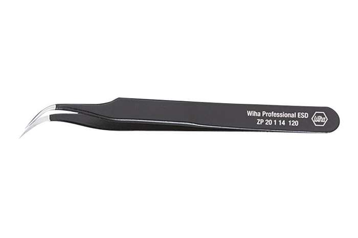 Wiha (32335) Tweezer, ESD, Precision, Curved, Pointed, Stainless Steel