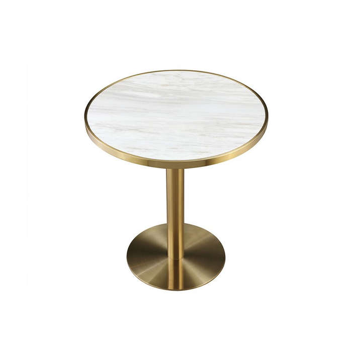 Elegant Gold Round Table with Metal Legs