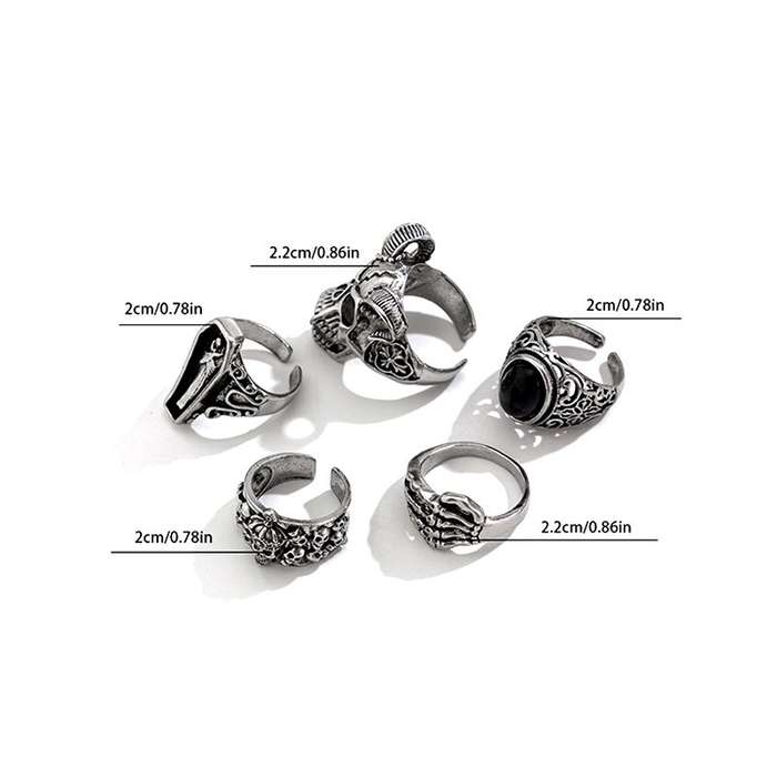Gothic Punk Rings Vintage Silver Open Ring Bulky Hippie Rings