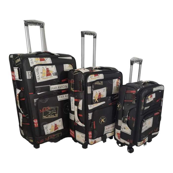 Stylish Luggage Bag - PU Leather Travel Suitcases - Boat - Set of 3