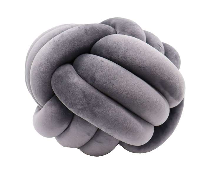 Decorative Knot Pillow Ball Modern Cushion - Grey
