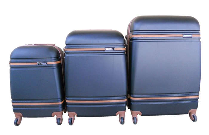 3 Piece Travel Luggage Suitcase Bag Set - Black