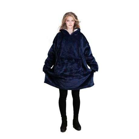 Huggle blanket Hoodie, Ultra Plush Blanket - One Size fit all navy