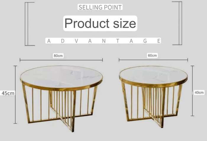 White, Gold Ceramic Round Coffee Table