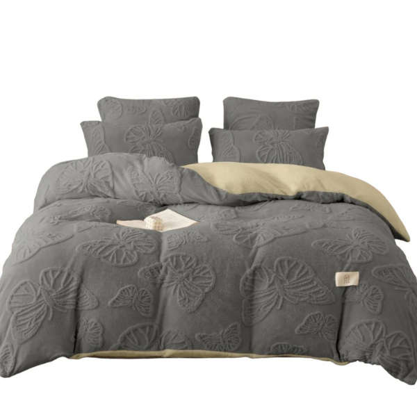 5 Piece Butterfly Geometric Comforter - Dark Grey