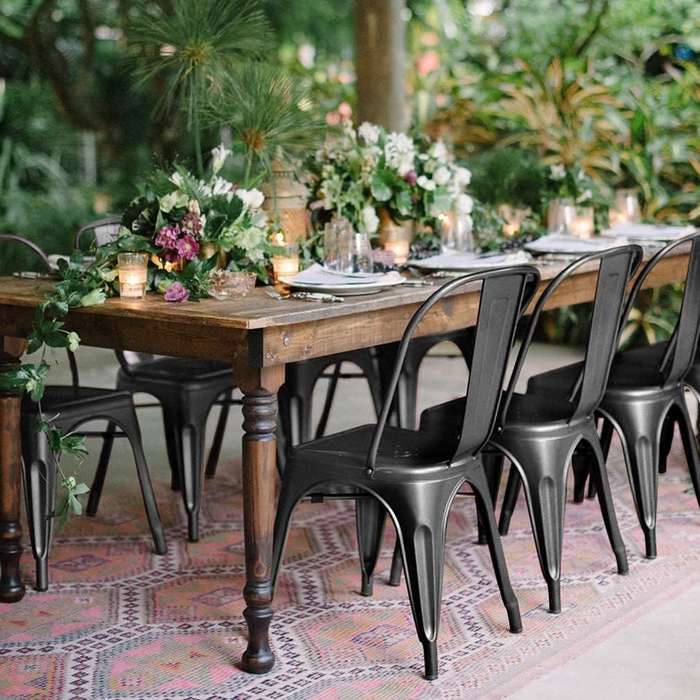 Metal stackable chair outdoor/indoor use-Black