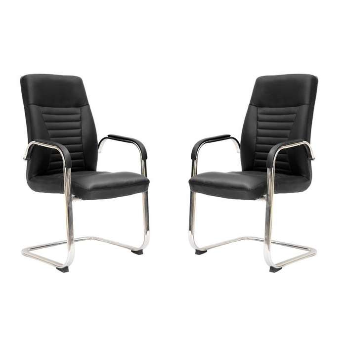 Visitor Office Chairs - Set of 2 Modern Simple Backrest - Black Colour