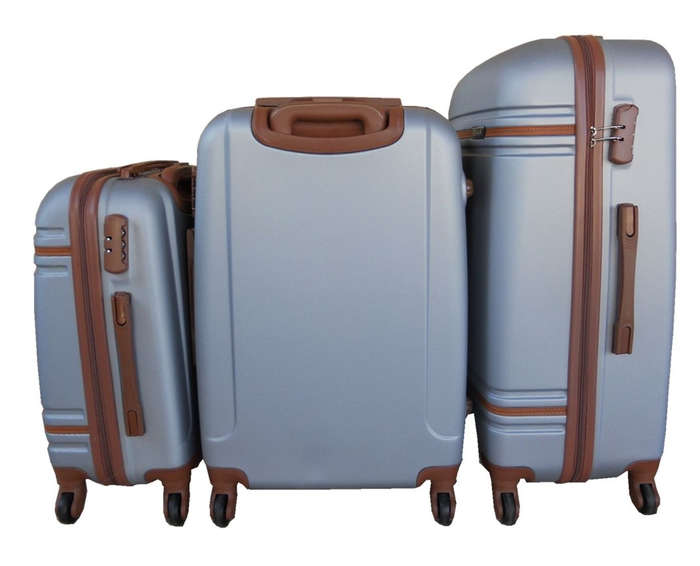 3 Piece Travel Luggage Suitcase Bag Set - Silver