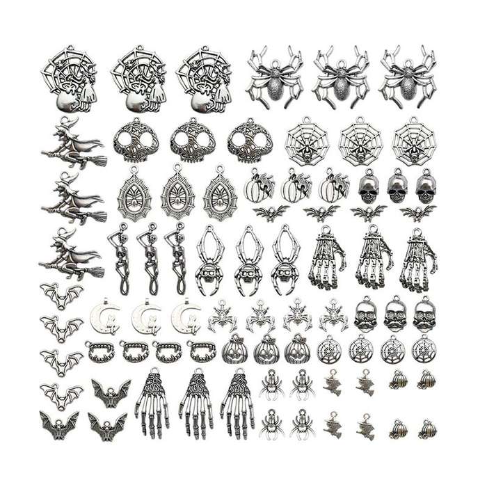 100 Piece Halloween Charms Pendants For DIY Jewelry Making