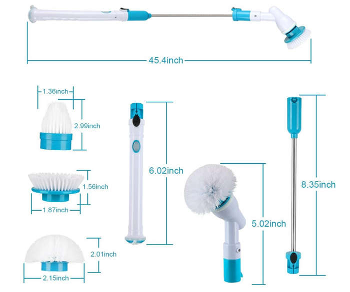 Cordless Tub and Tile Scrubber with 3 Replaceable Cleaning Scrubber Brush