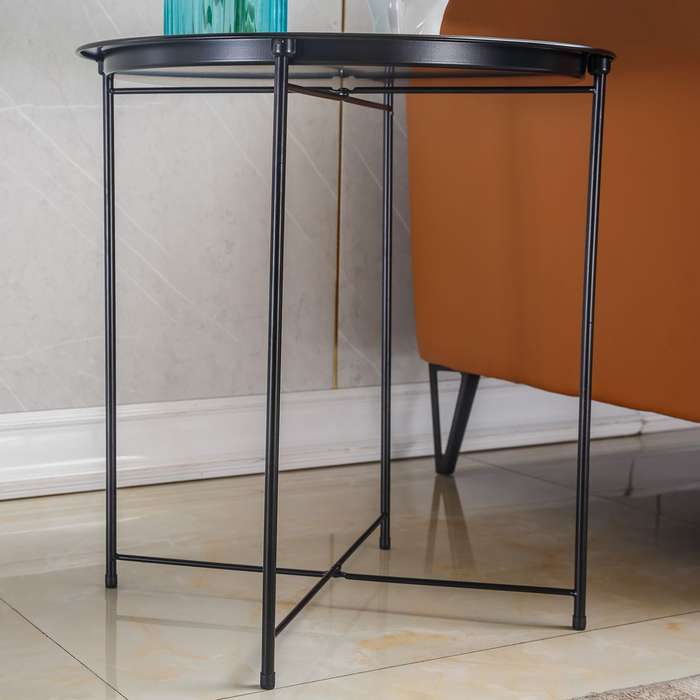Metal Side Table Round Coffee Table Folding End Table Sofa Table