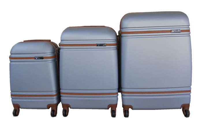 3 Piece Travel Luggage Suitcase Bag Set - Silver