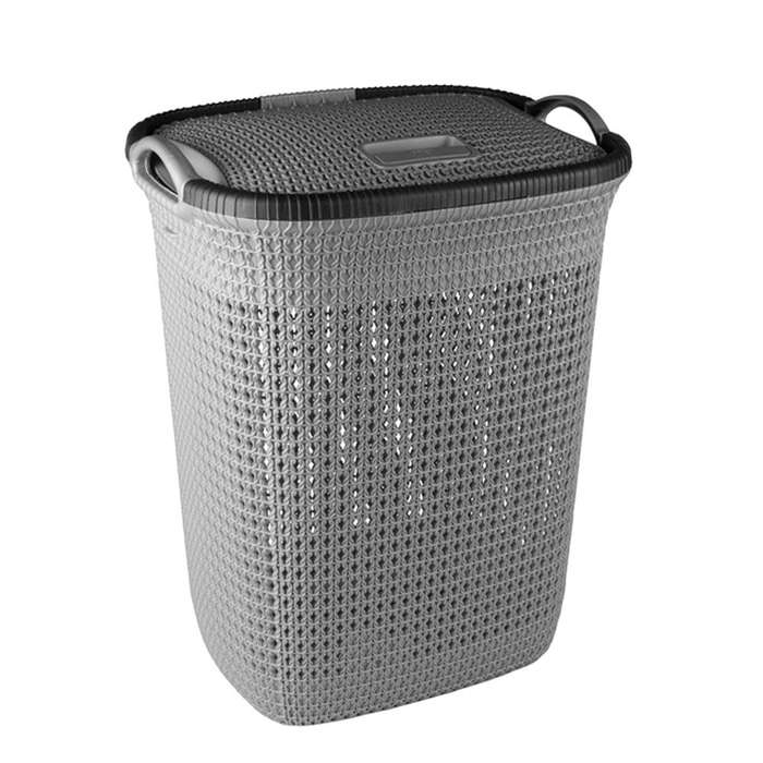 50L Large Laundry Basket with Lid -Grey