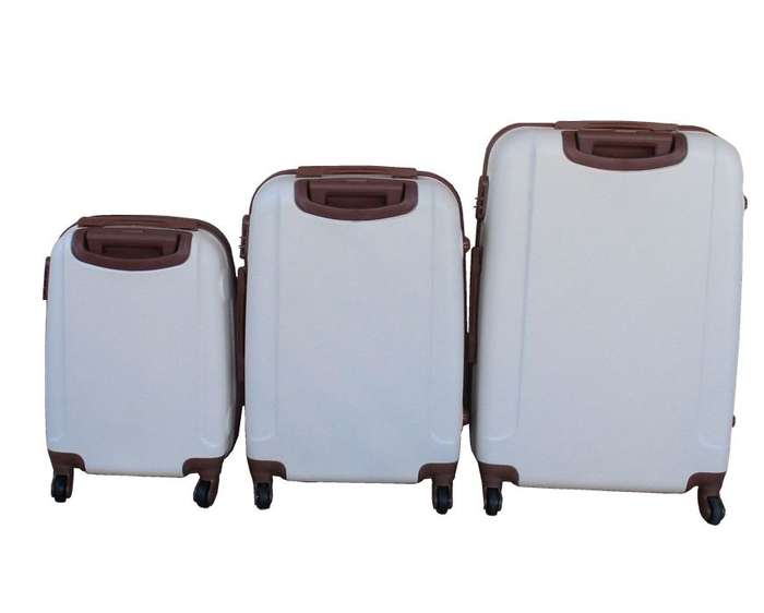 3 Piece Travel Luggage Suitcase Bag Set - White